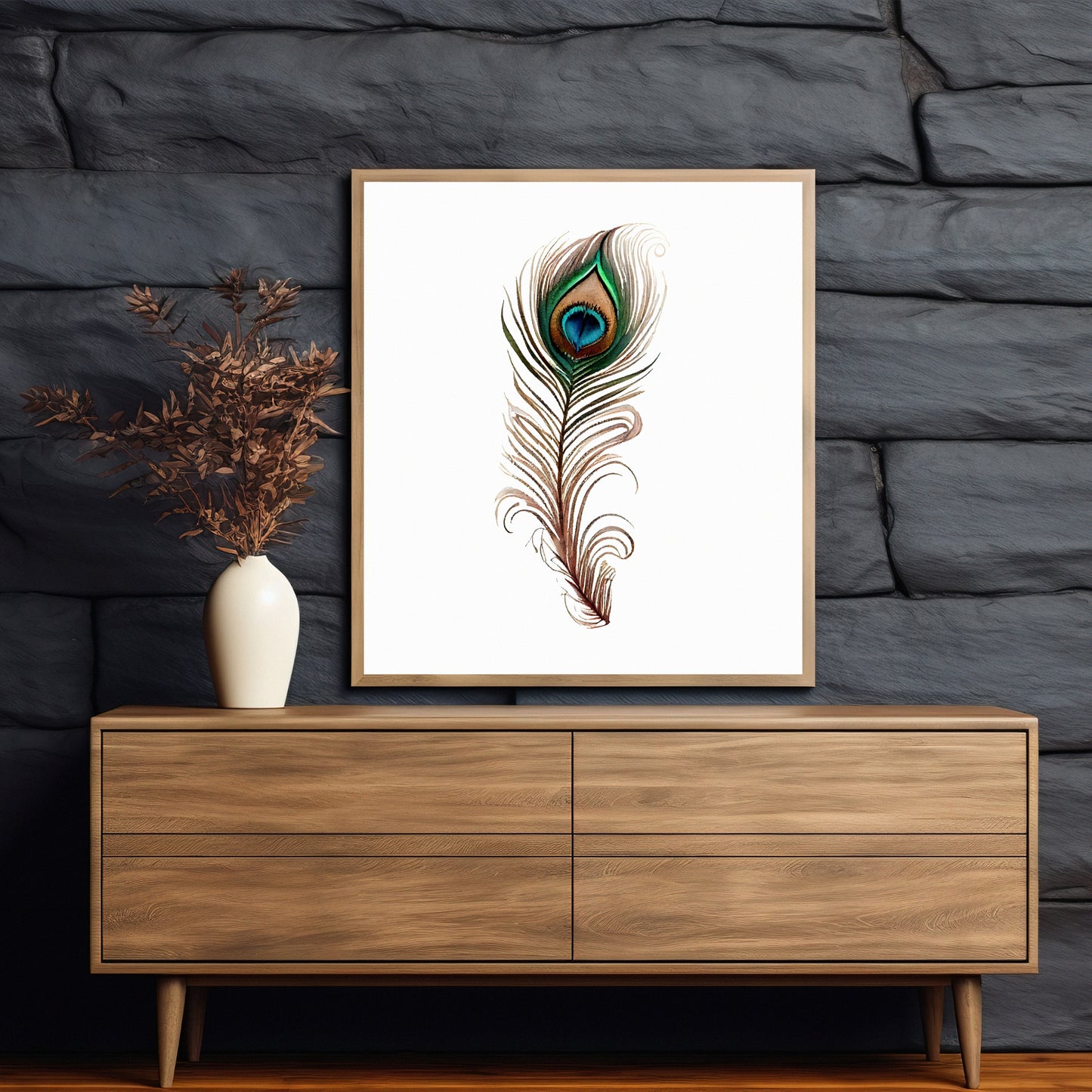 Peacock Feather Series 2 Watercolor Fine Art Print