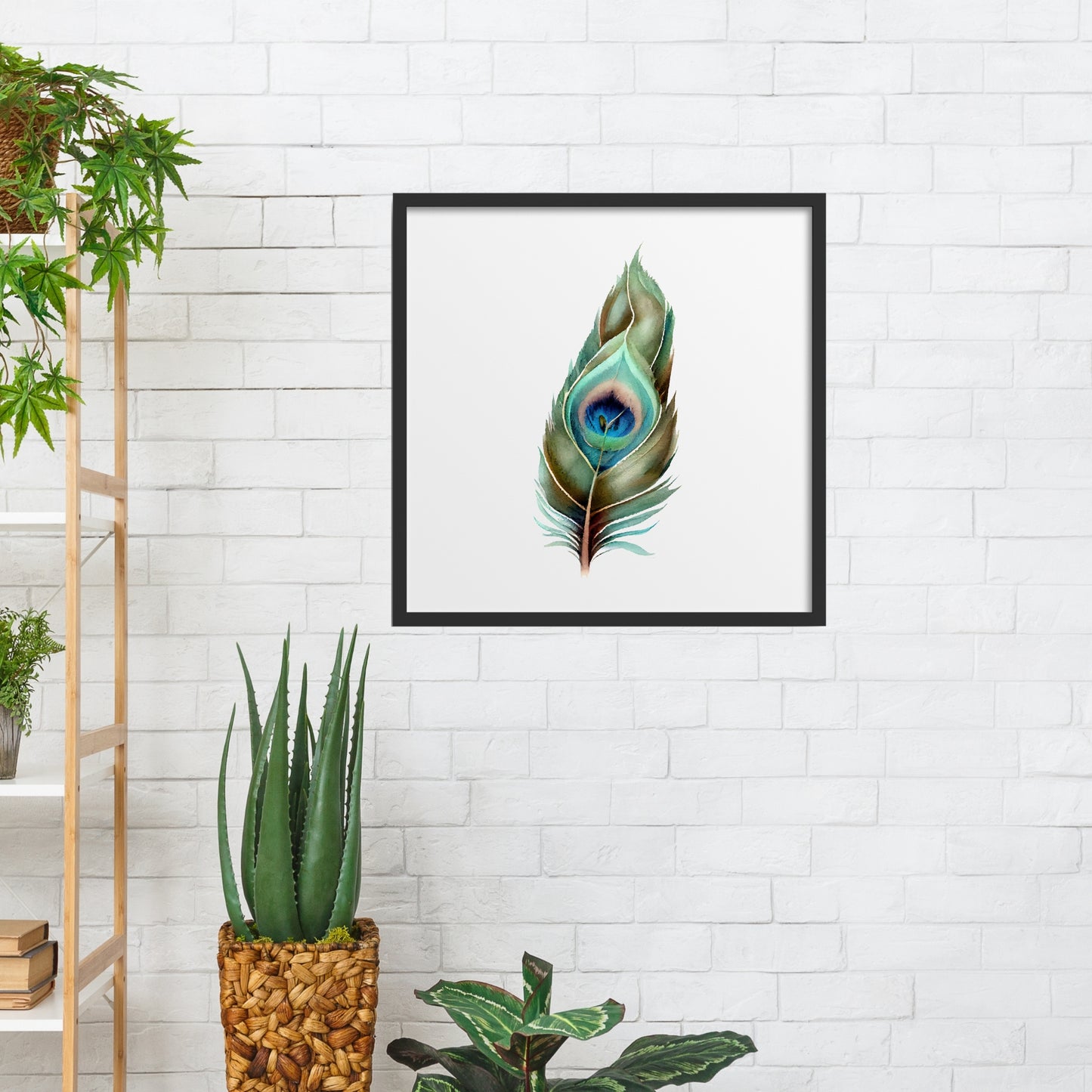 Vibrant Peacock Feather Series 3 Watercolor Fine Art Print enriches home decor with its stunning colors and detail.