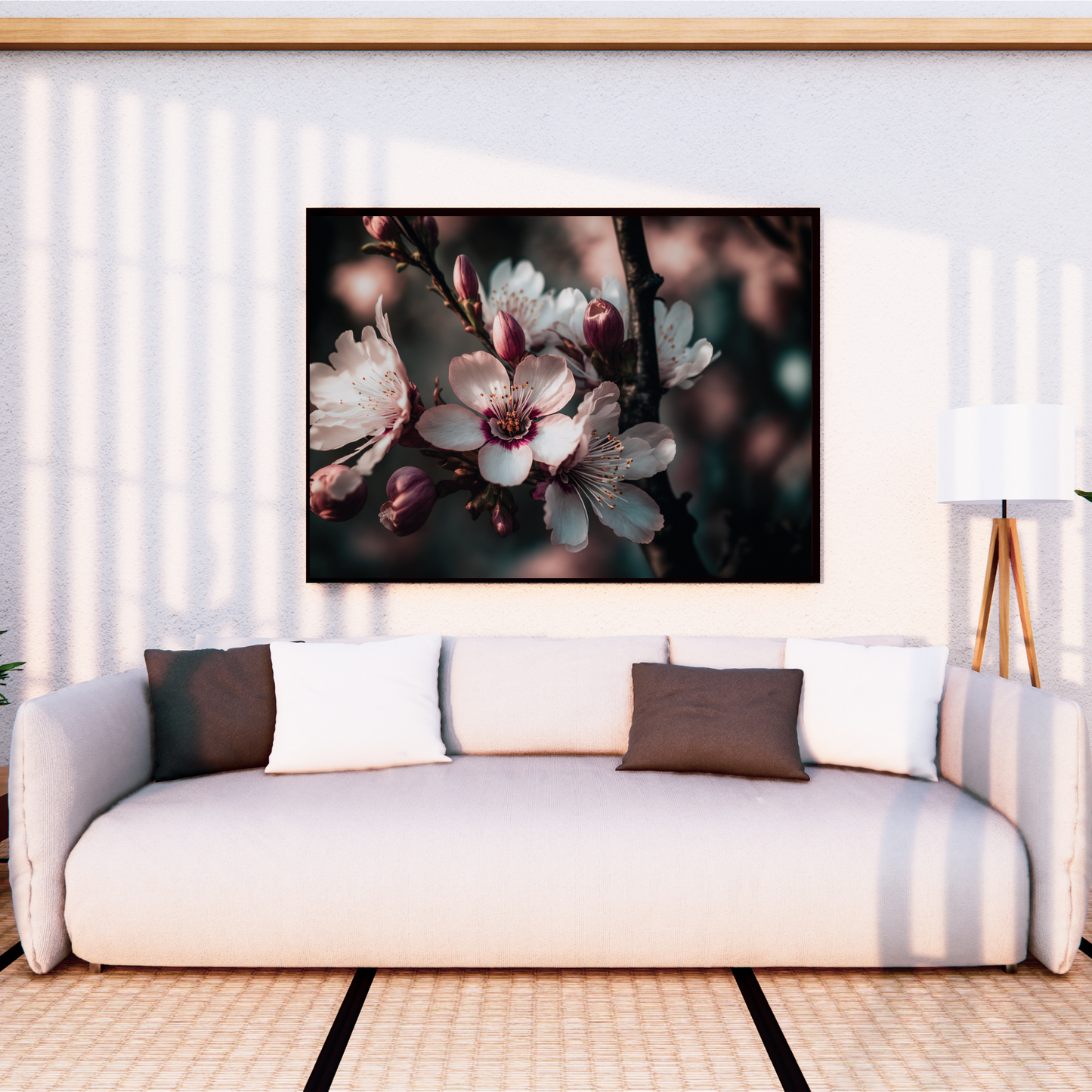 Elegant Cherry Blossoms Acrylic Print showcasing delicate blooms, perfect for enhancing your home decor.