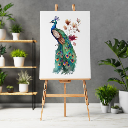 Vibrant Floral Peacock Boho Canvas Wall Art adds a striking touch to any home or office decor. 