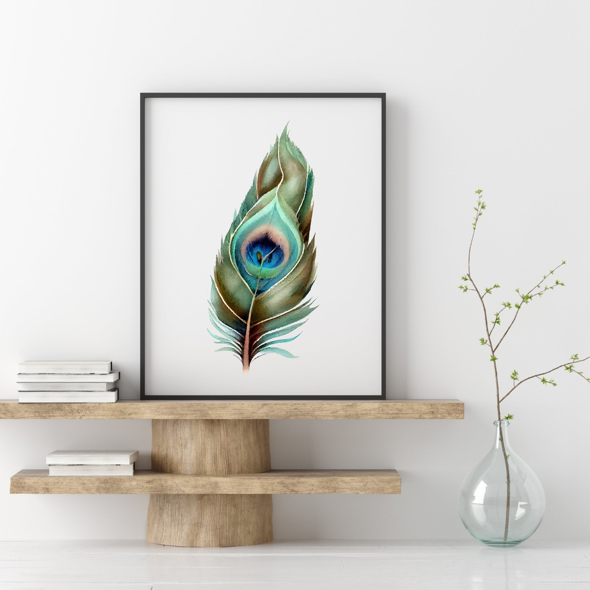 Vibrant Peacock Feather Series 3 Watercolor Fine Art Print enhances any home decor with stunning colors and quality.