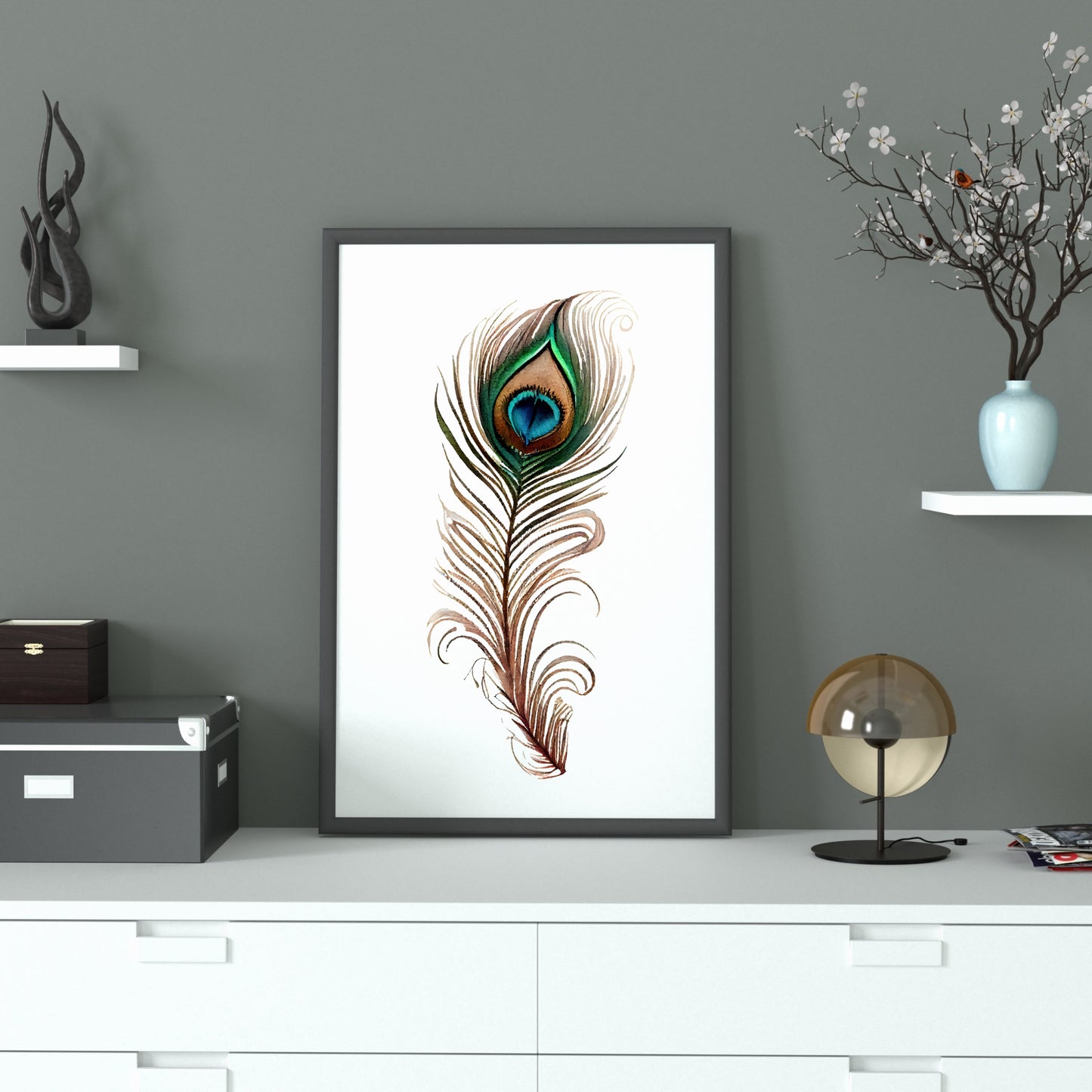 Peacock Feather Series 2 Watercolor Fine Art Print