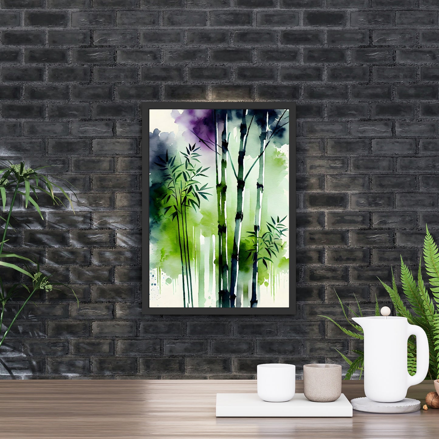 Bamboo Forest 2 Watercolor Fine Art Print showcases vibrant bamboo imagery, perfect for enhancing any space.