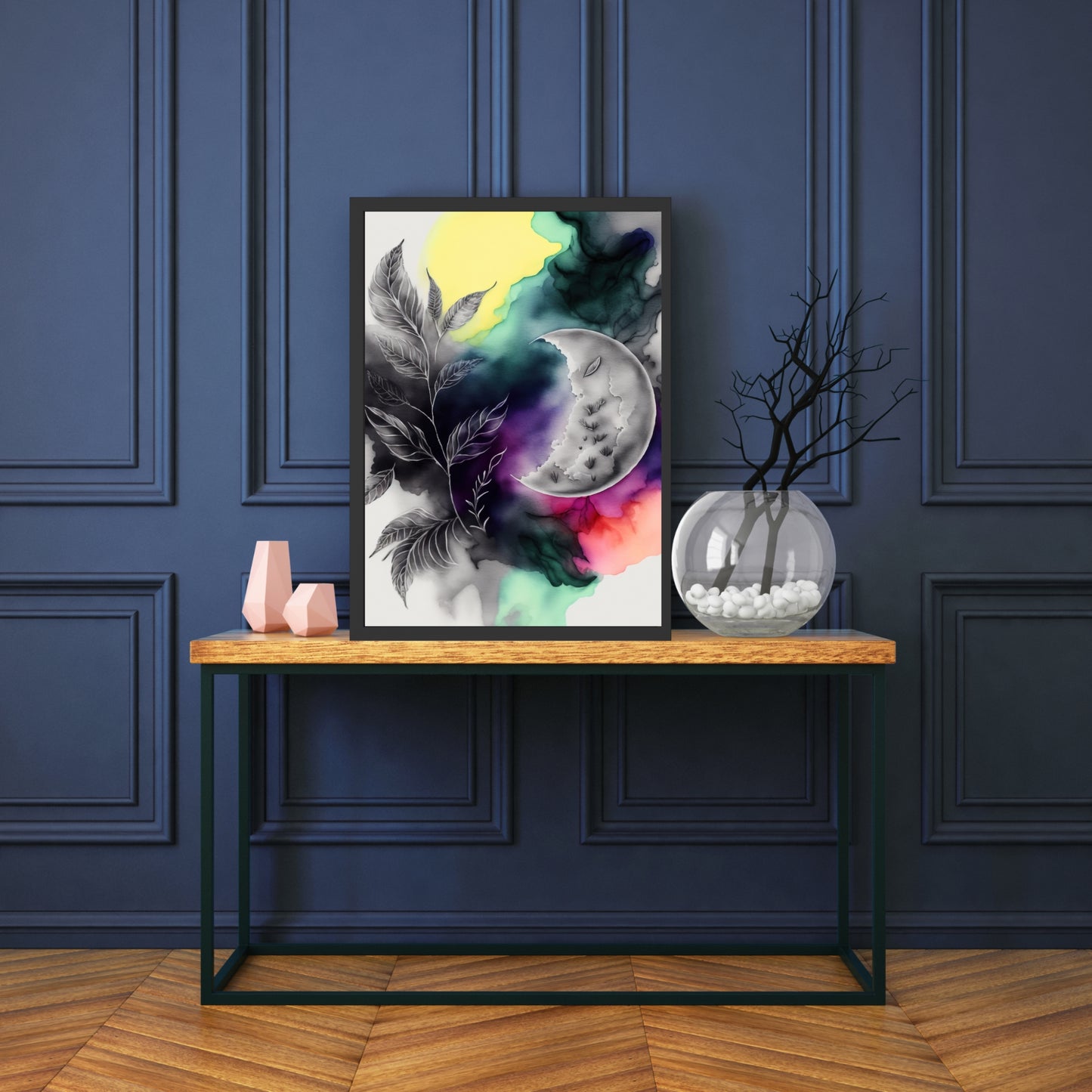 Celestial Harmony Series 4 Watercolor Fine Art Print showcases vibrant colors and ethereal charm for your space.