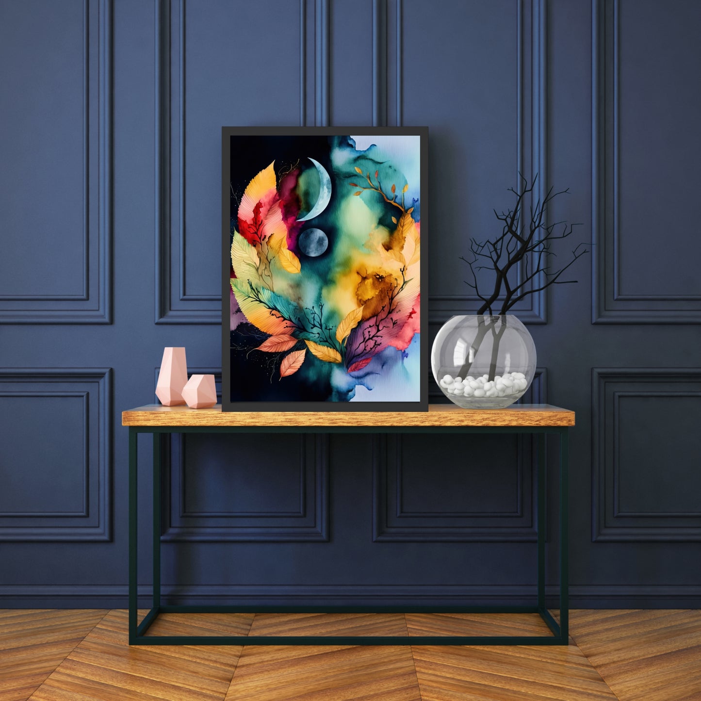 Vibrant Celestial Harmony Series 2 Watercolor Fine Art Print adds ethereal charm to your space with dreamy colors.