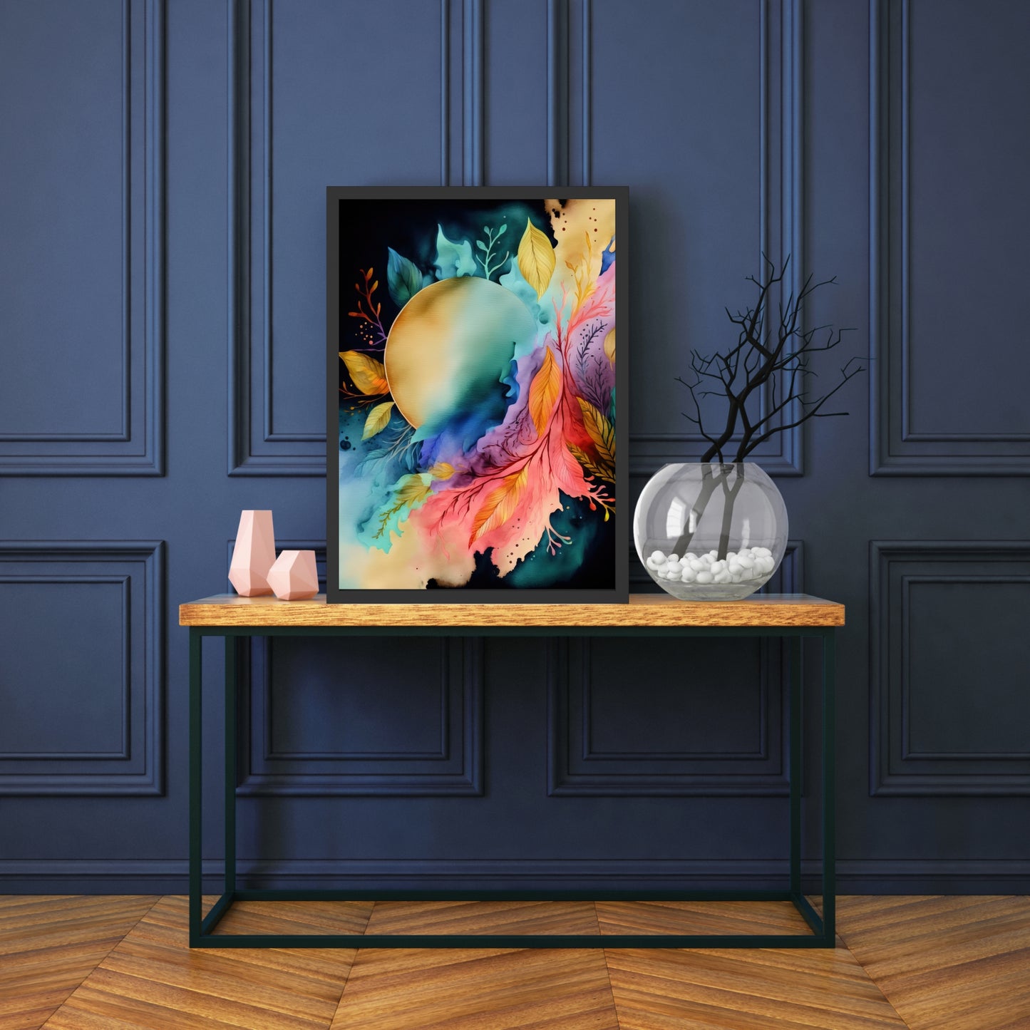 Vibrant Celestial Harmony Series 3 Watercolor Fine Art Print, adding ethereal charm to any space with its dreamy aesthetic.