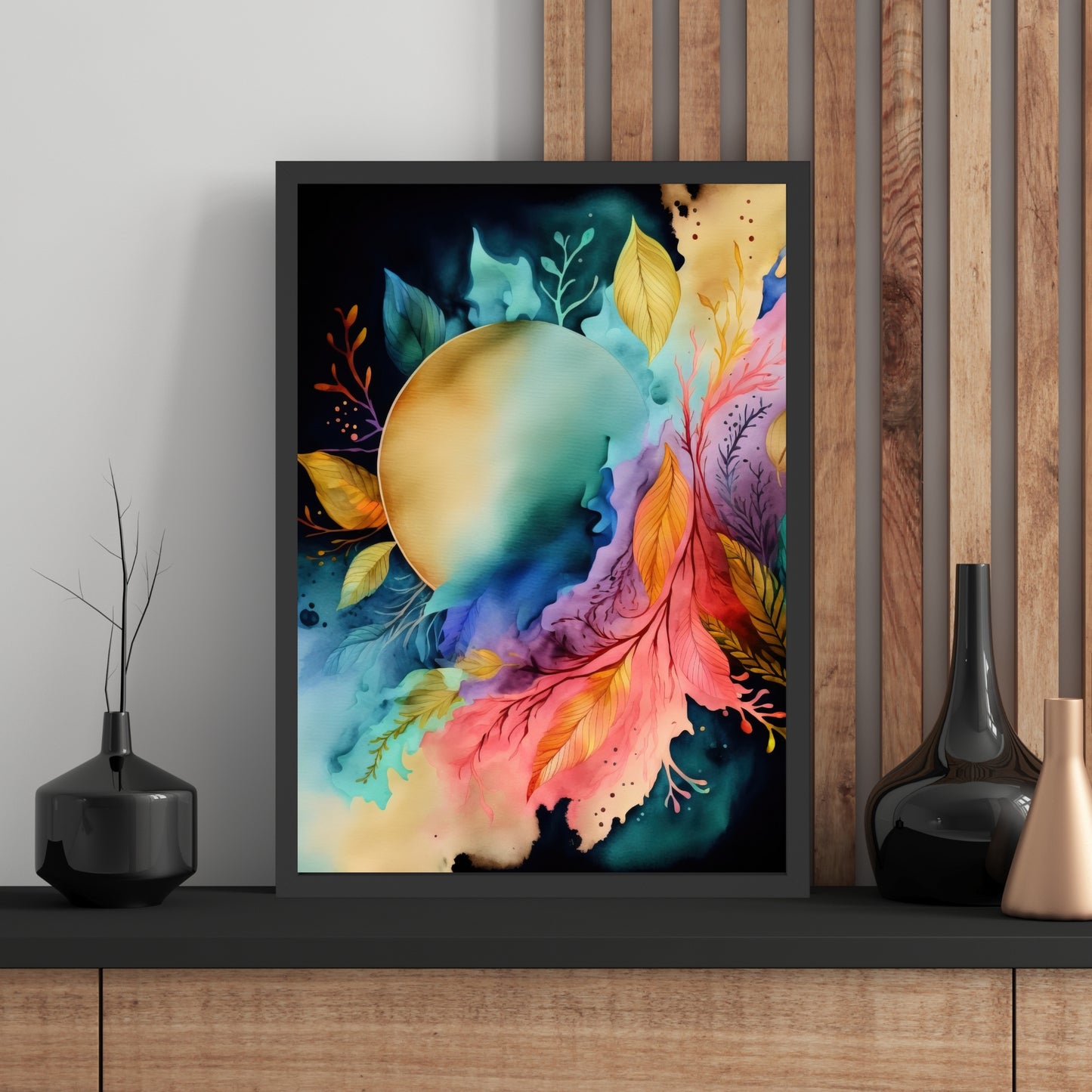 Vibrant and dreamy, the Celestial Harmony Series 3 Watercolor Fine Art Print adds ethereal charm to any space.