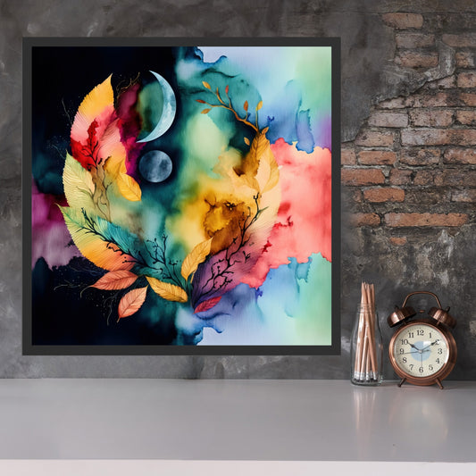 Vibrant Celestial Harmony Series 2 Watercolor Fine Art Print adds ethereal charm to any space with its dreamy colors.