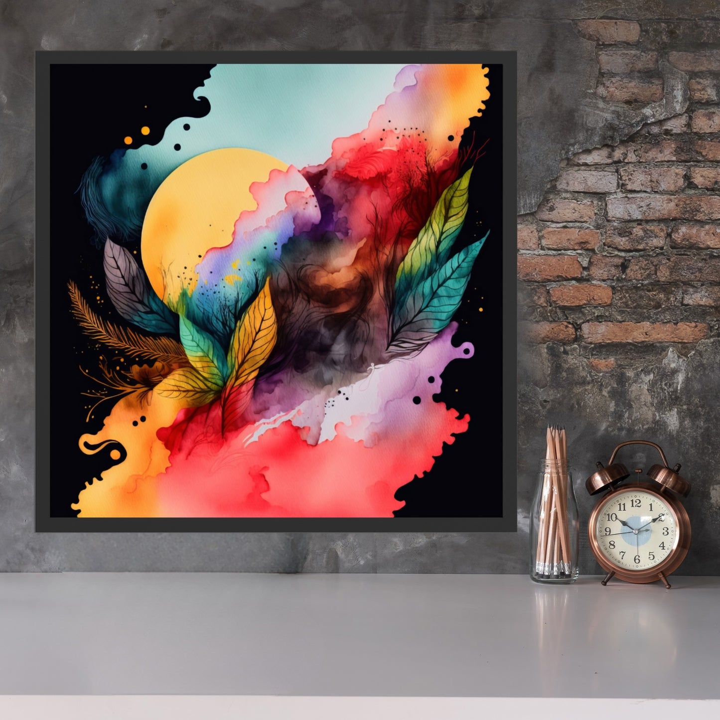 Vibrant Celestial Harmony Series 5 Watercolor Fine Art Print, perfect for enhancing your home decor with elegance.