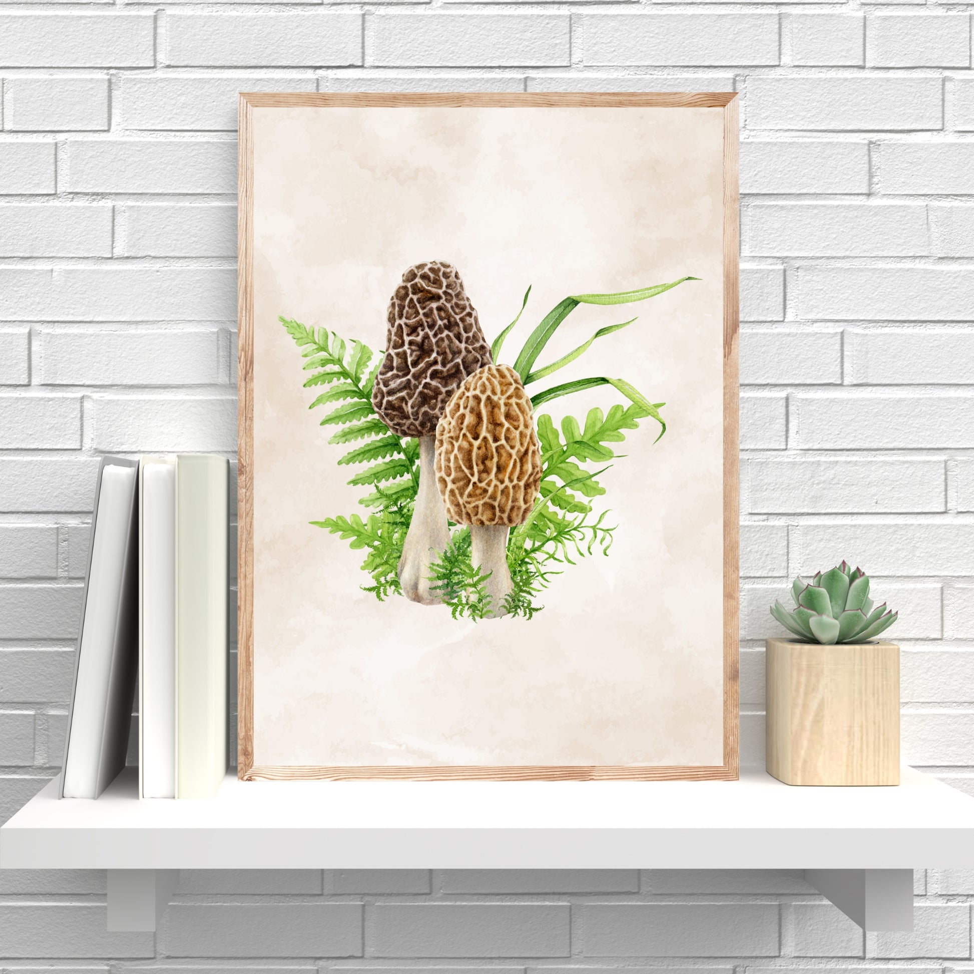 Morel Mushrooms Watercolor Fine Art Print showcasing exquisite detail on archival cotton paper, perfect for any art lover.