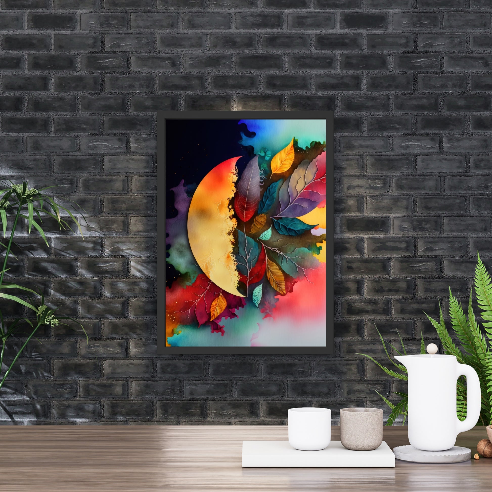 Vibrant Celestial Harmony Series 1 Watercolor Fine Art Print adds ethereal charm to any space with its dreamy aesthetic.