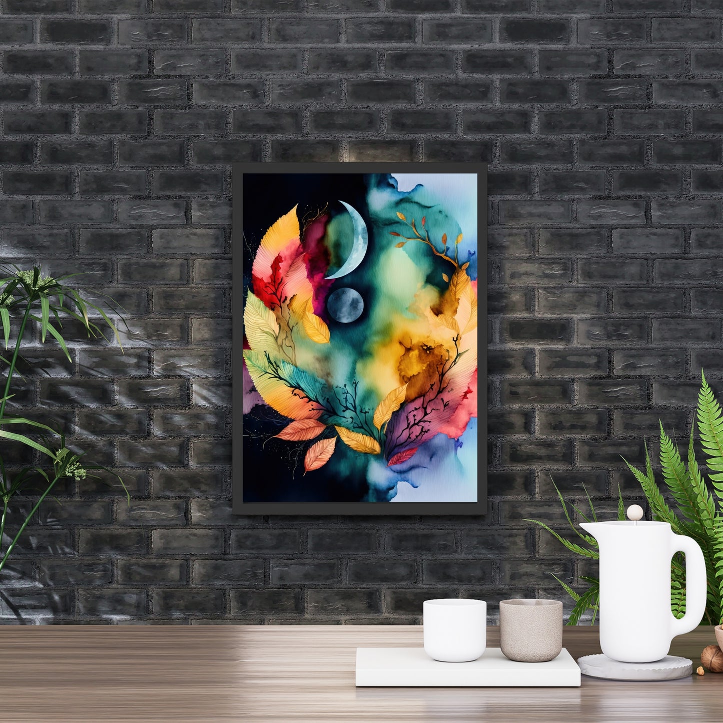 Celestial Harmony Series 2 Watercolor Fine Art Print showcases vibrant colors and dreamy aesthetics for ethereal charm.