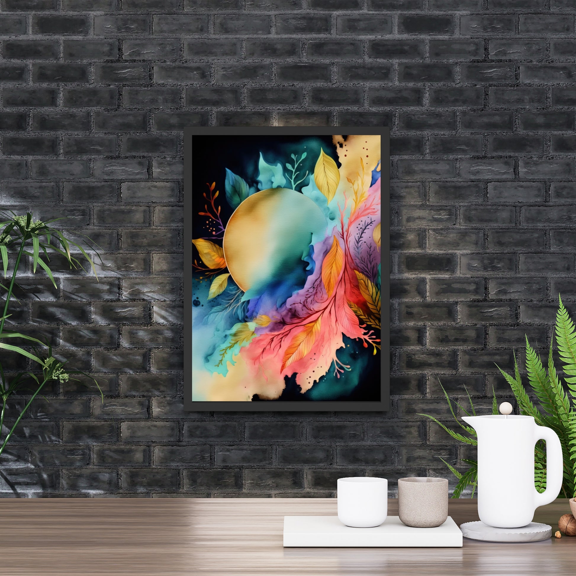 Celestial Harmony Series 3 Watercolor Fine Art Print features vibrant colors and dreamy aesthetics for your space.