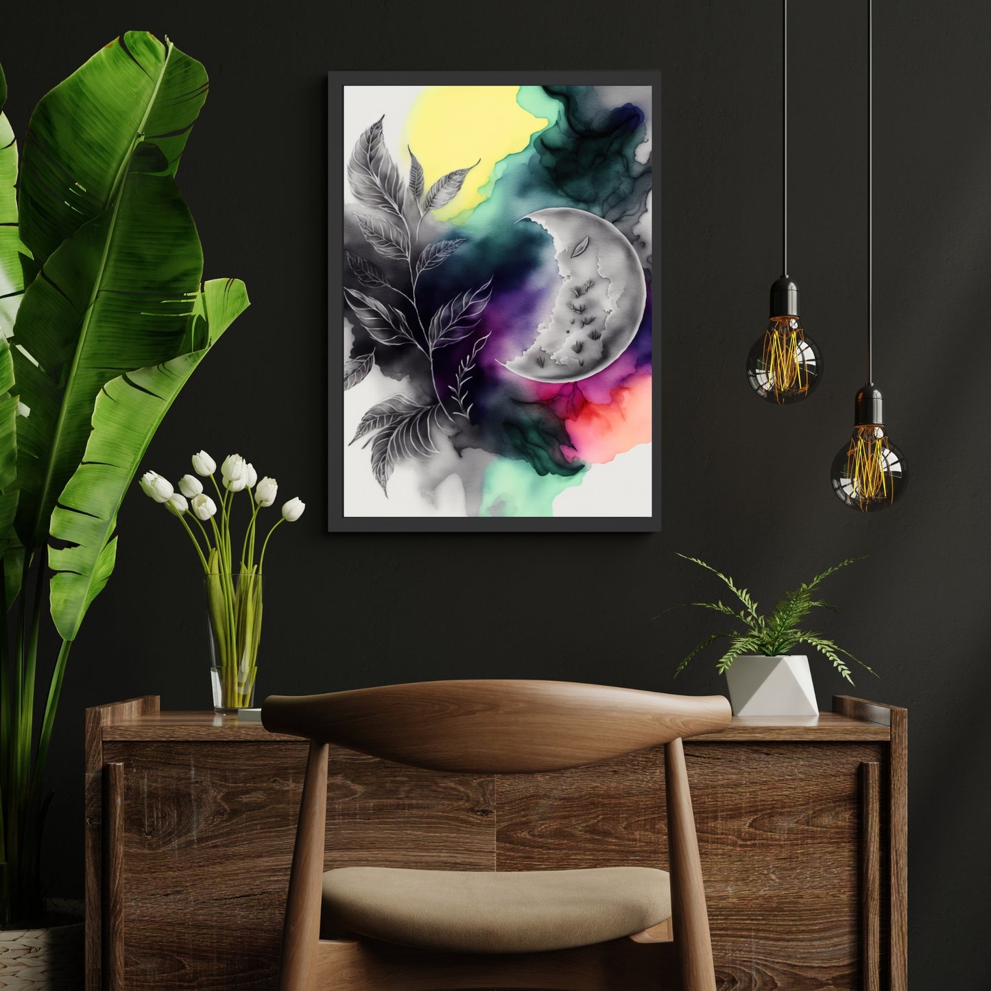 Celestial Harmony Series 4 Watercolor Fine Art Print adds ethereal charm with vibrant colors and dreamy aesthetics.