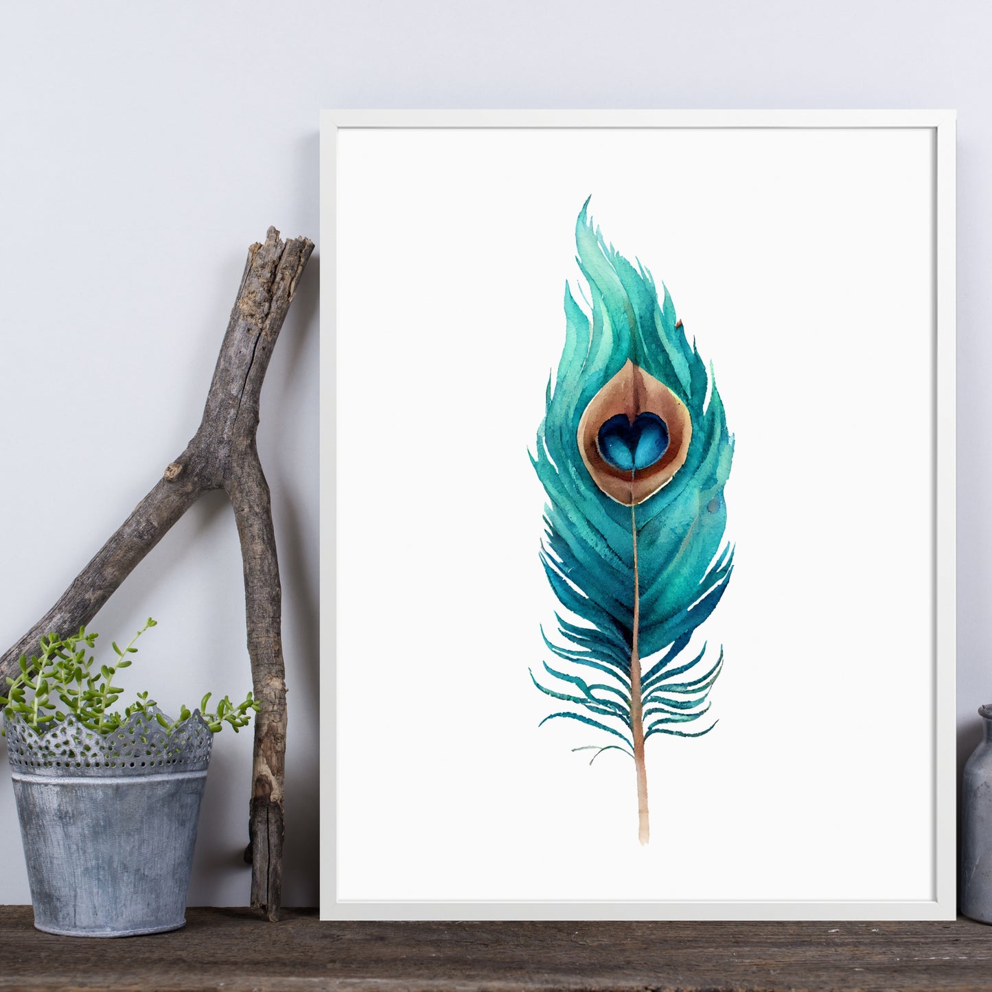 Vibrant Peacock Feather Series 4 Watercolor Fine Art Print, perfect for enhancing your home decor with elegance.