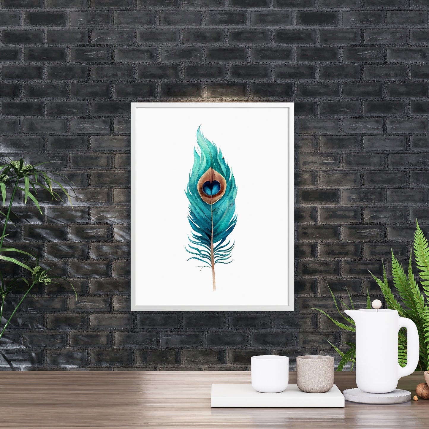 Vibrant Peacock Feather Series 4 Watercolor Fine Art Print, perfect for enhancing your home decor with elegance.