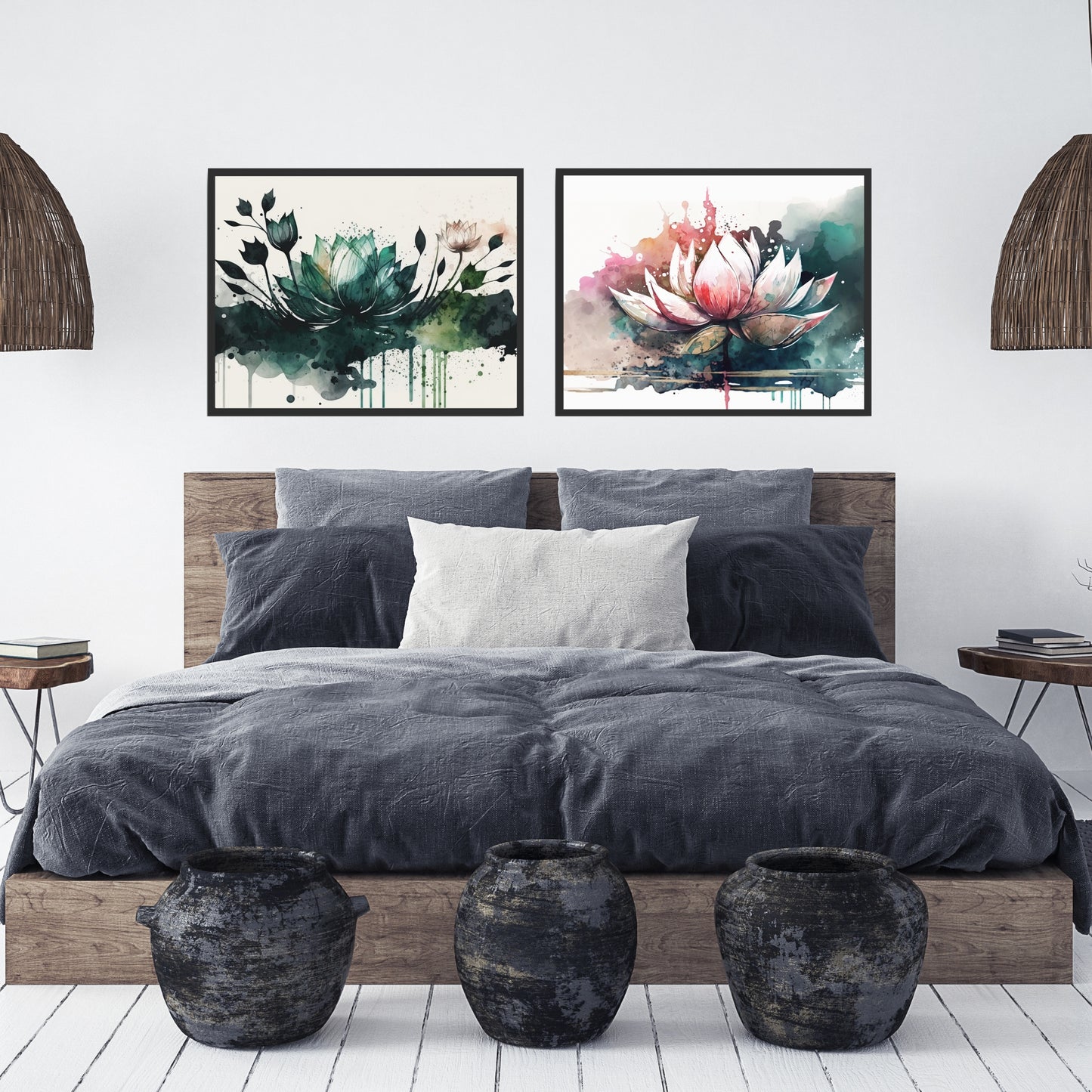 Lotus Watercolor Fine Art Prints Set of 2 beautifully enhances any space with vibrant, gallery-quality designs.