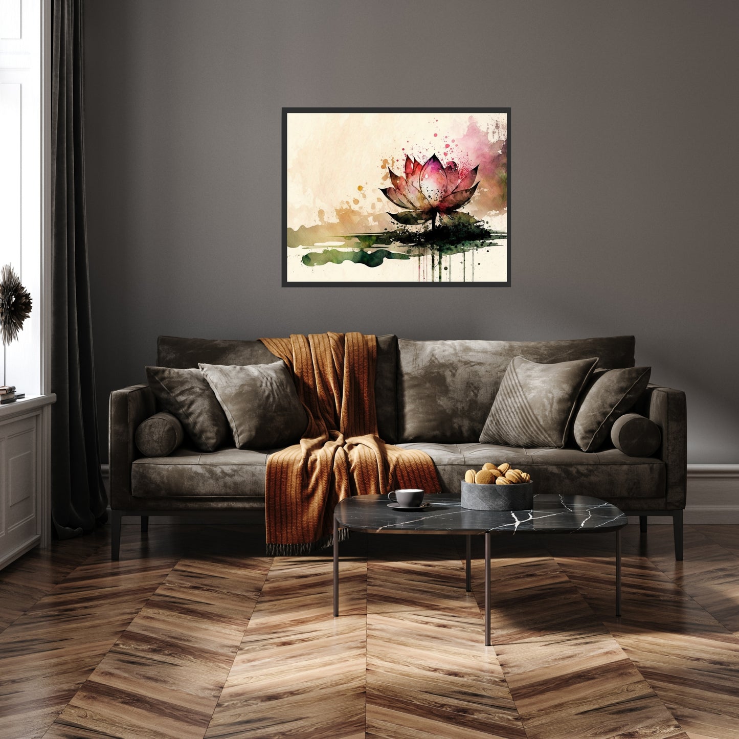 Lotus Watercolor Fine Art Print beautifully enhances any space with its vibrant colors and rich cold-press texture.