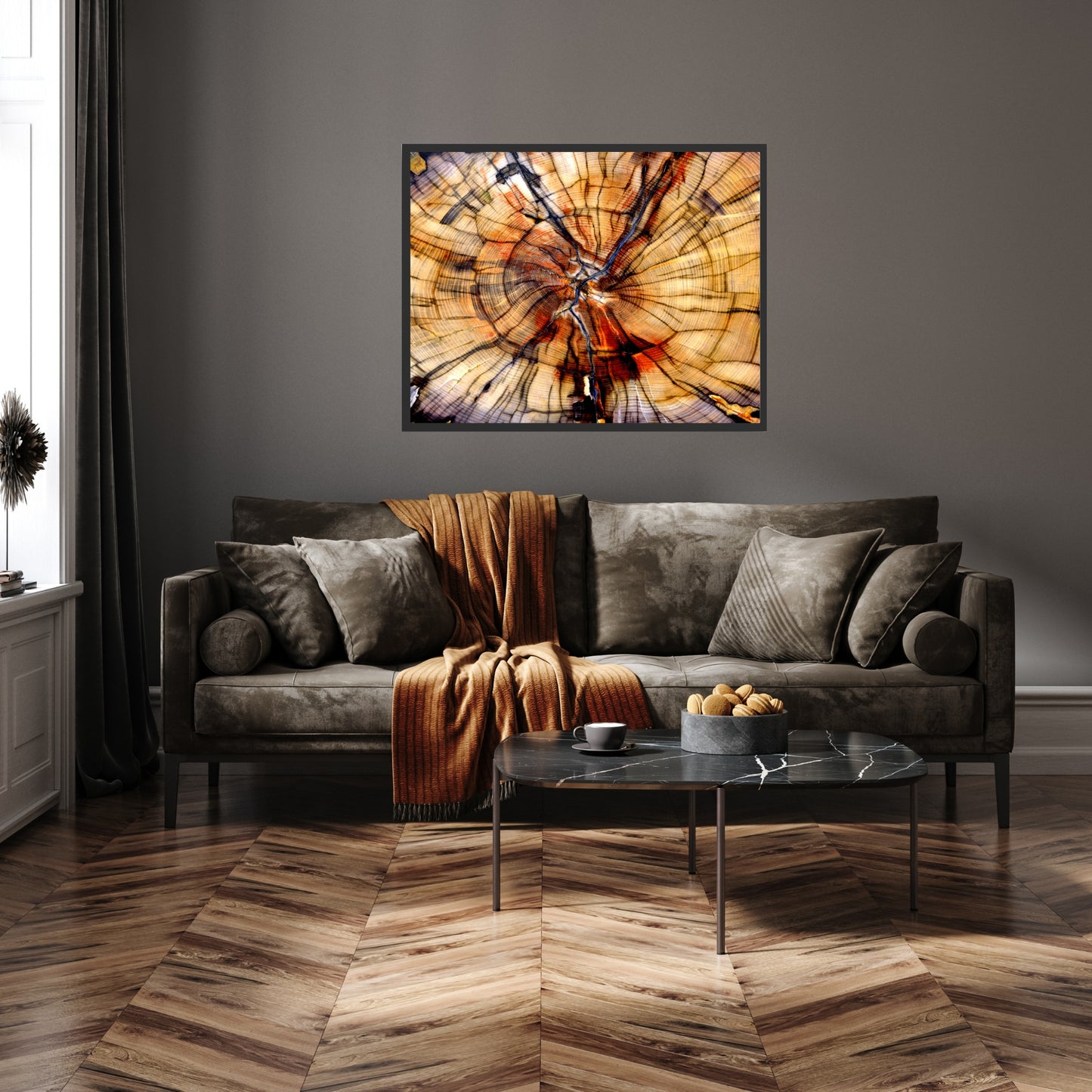 Tree Rings Fine Art Print showcasing intricate patterns, perfect for elevating your home decor with gallery-quality art.