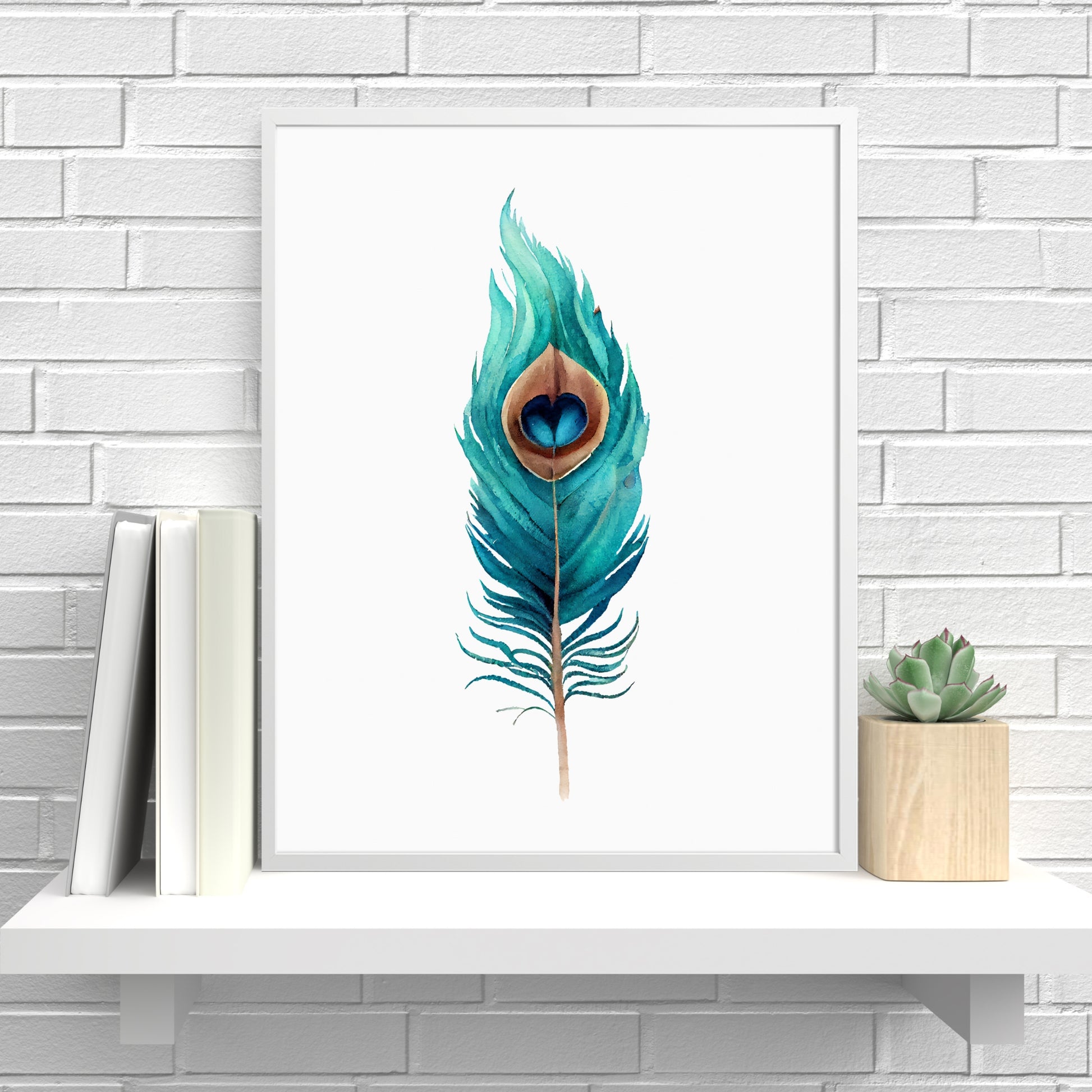 Vibrant Peacock Feather Series 4 Watercolor Fine Art Print enhances your home decor with stunning colors and quality.