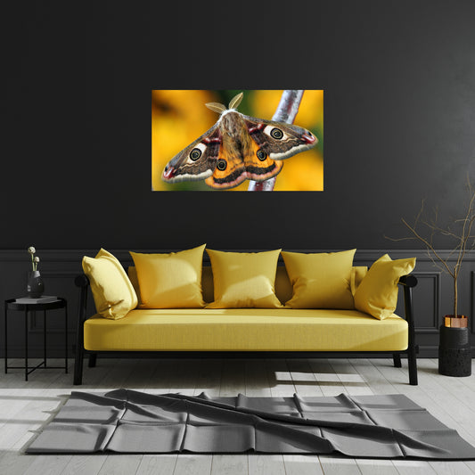 Vibrant Yellow Moth Macro Nature Acrylic Print enhances any space with stunning detail and modern elegance.